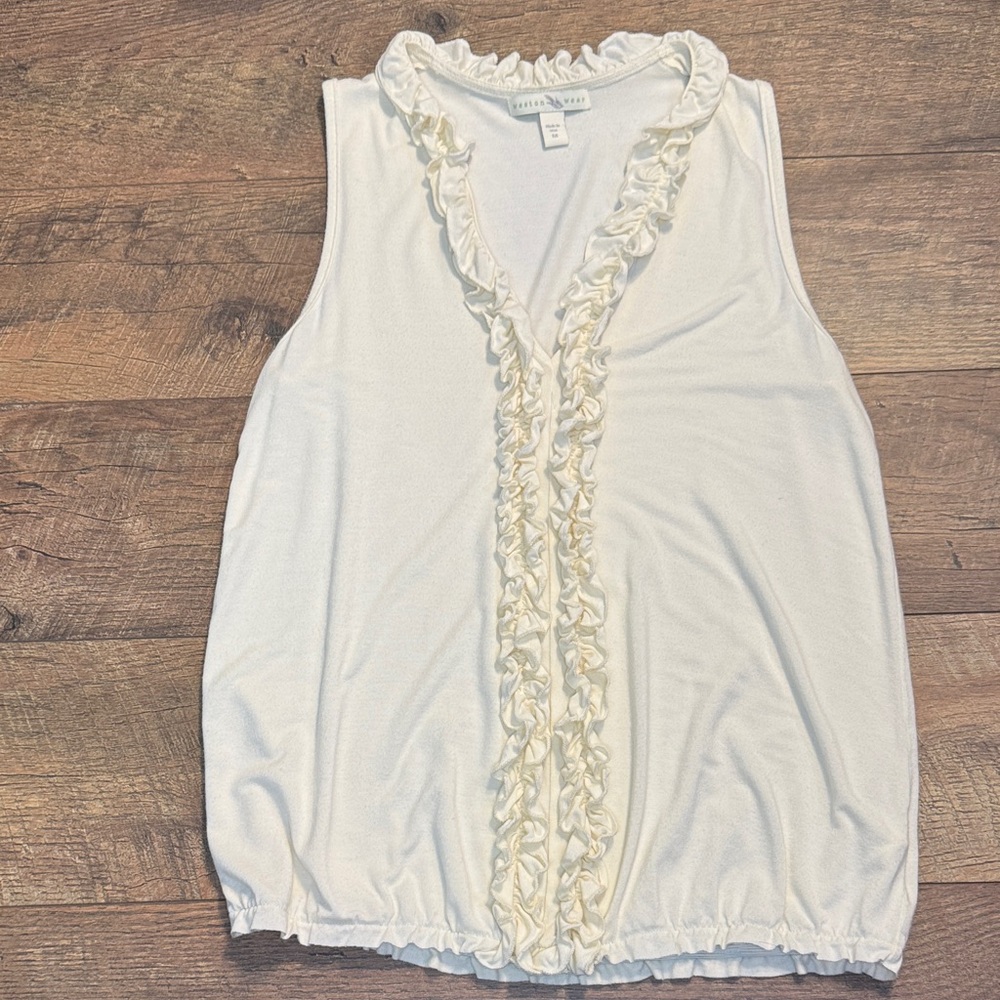 Ivory Cream Tank Sleeveless with Ruffle Details Size‎ Medium